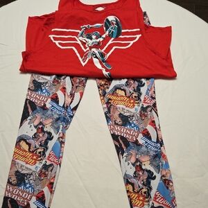 Wonder Woman Workout Attire- Red and Multicolor